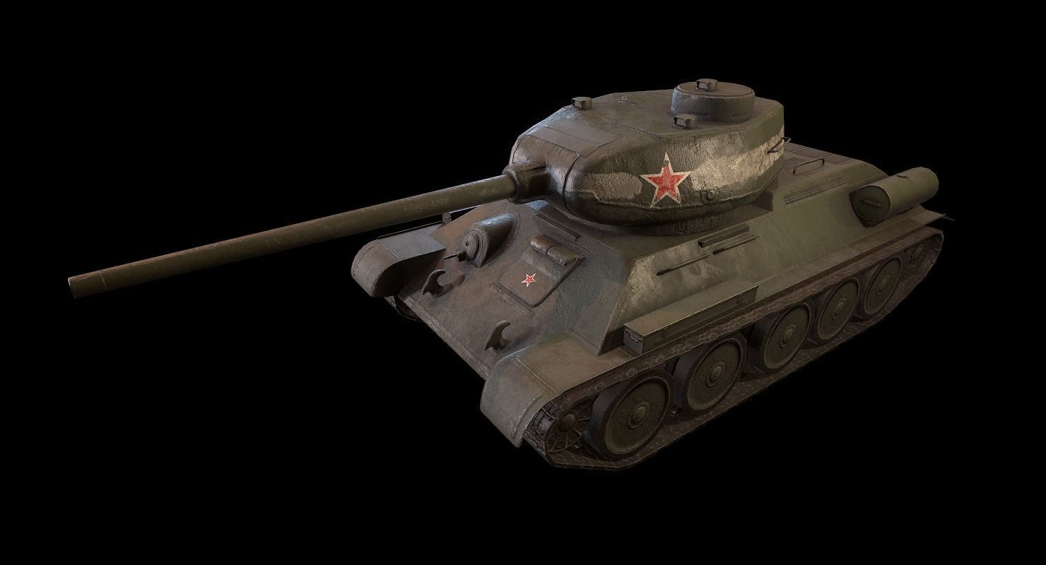 Soviet T-34 WWII Tank Low-poly 3D model_3