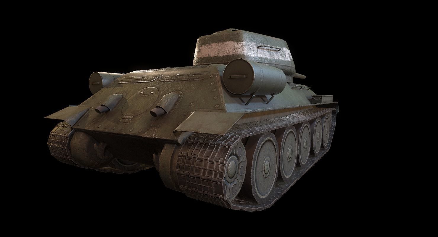 Soviet T-34 WWII Tank Low-poly 3D model_11