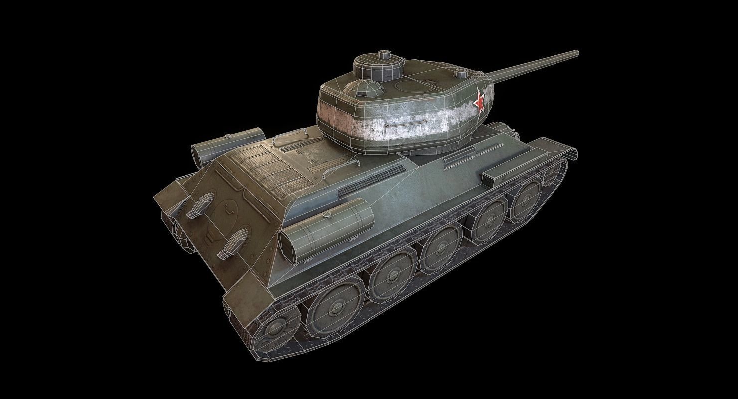 Soviet T-34 WWII Tank Low-poly 3D model_15