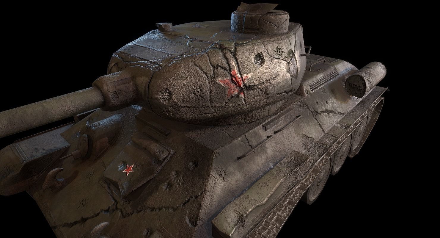 Soviet T-34 WWII Tank Low-poly 3D model_28