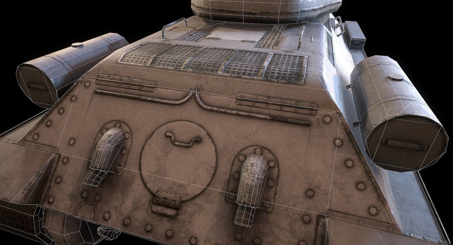 Soviet T-34 WWII Tank Low-poly 3D model_42