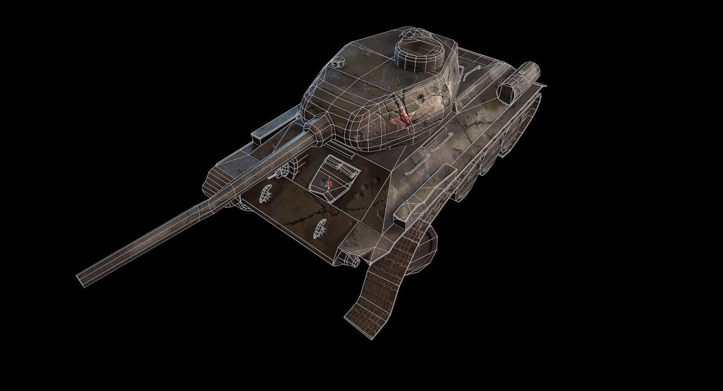 Soviet T-34 WWII Tank Low-poly 3D model_34