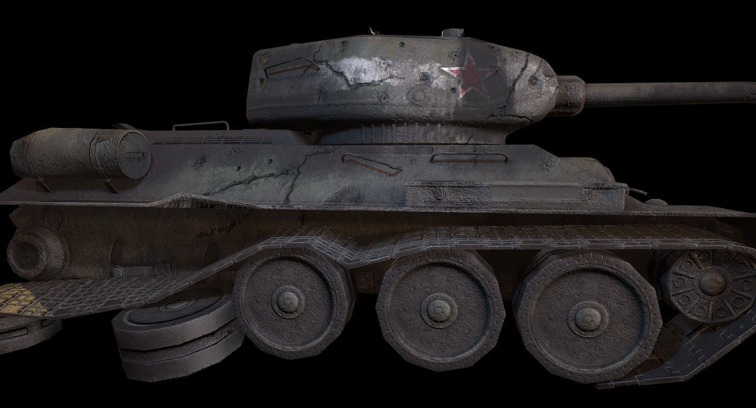 Soviet T-34 WWII Tank Low-poly 3D model_25