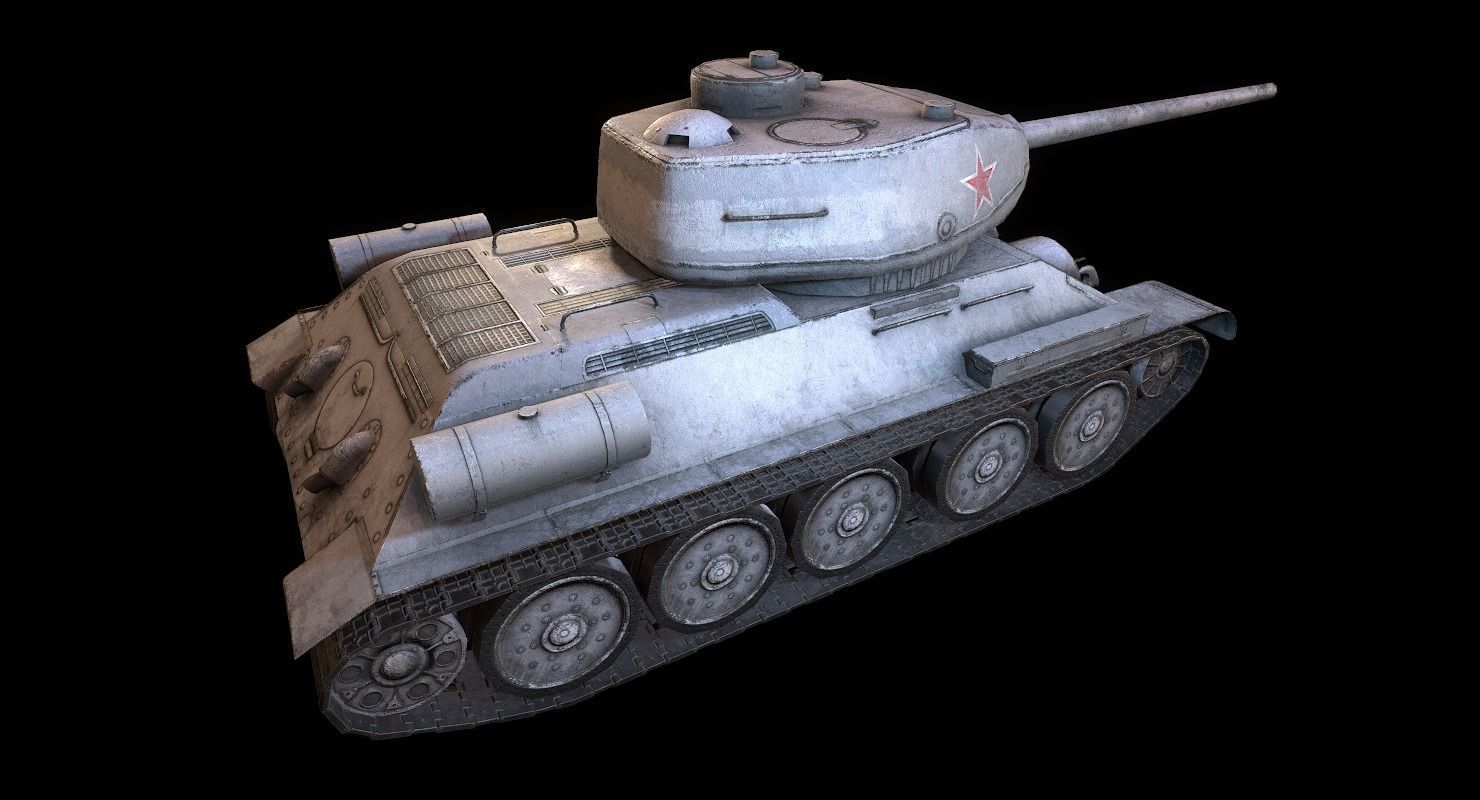 Soviet T-34 WWII Tank Low-poly 3D model_43