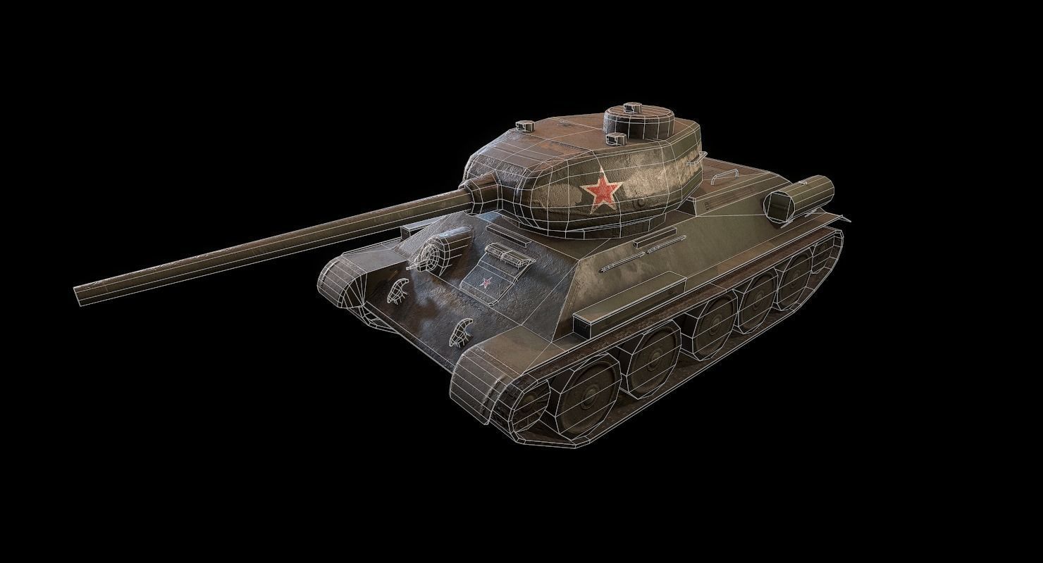 Soviet T-34 WWII Tank Low-poly 3D model_17