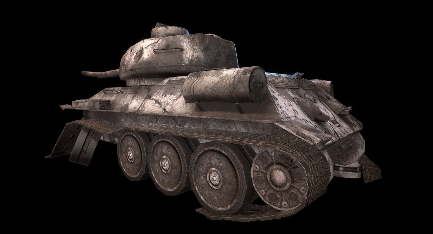 Soviet T-34 WWII Tank Low-poly 3D model_51