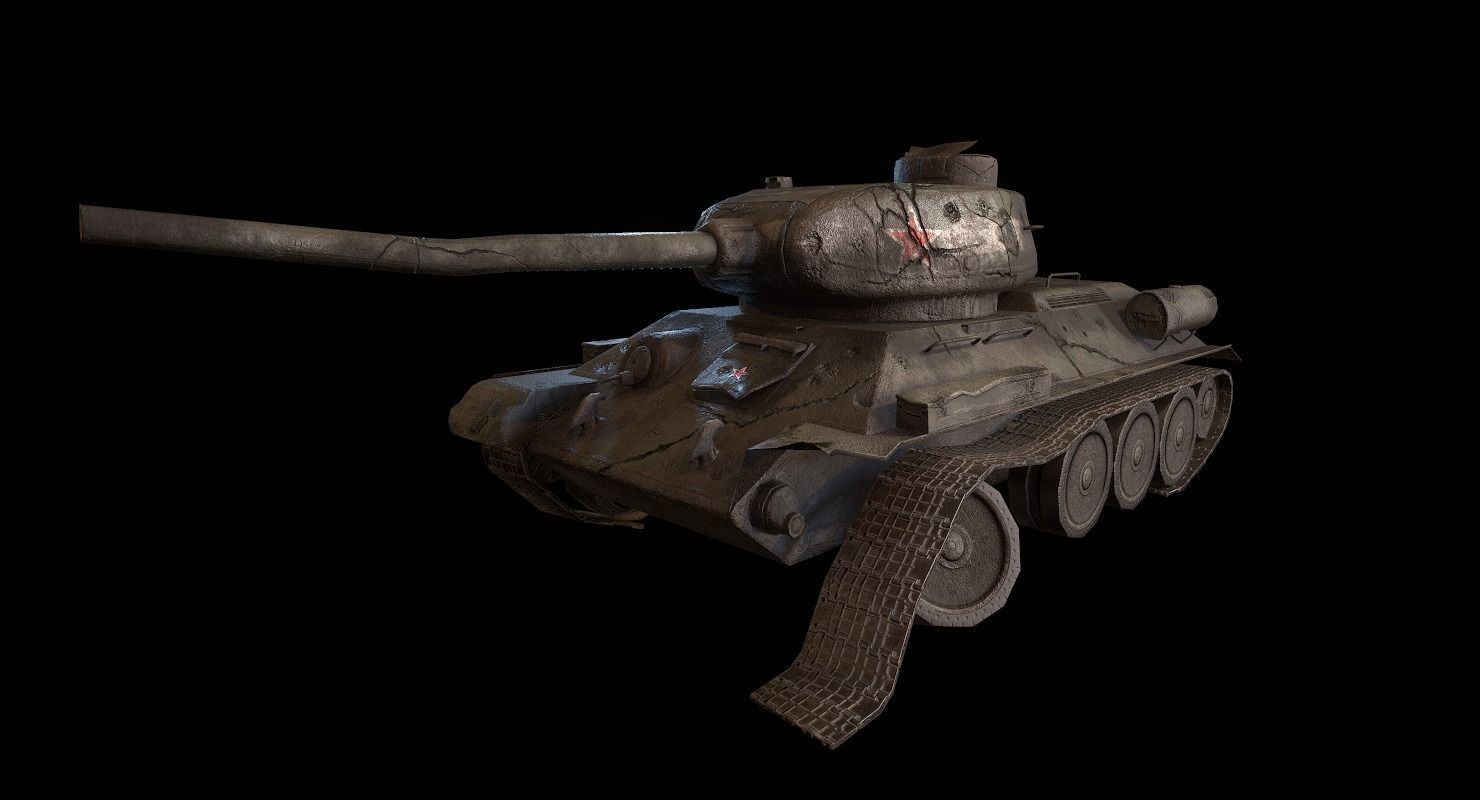 Soviet T-34 WWII Tank Low-poly 3D model_4