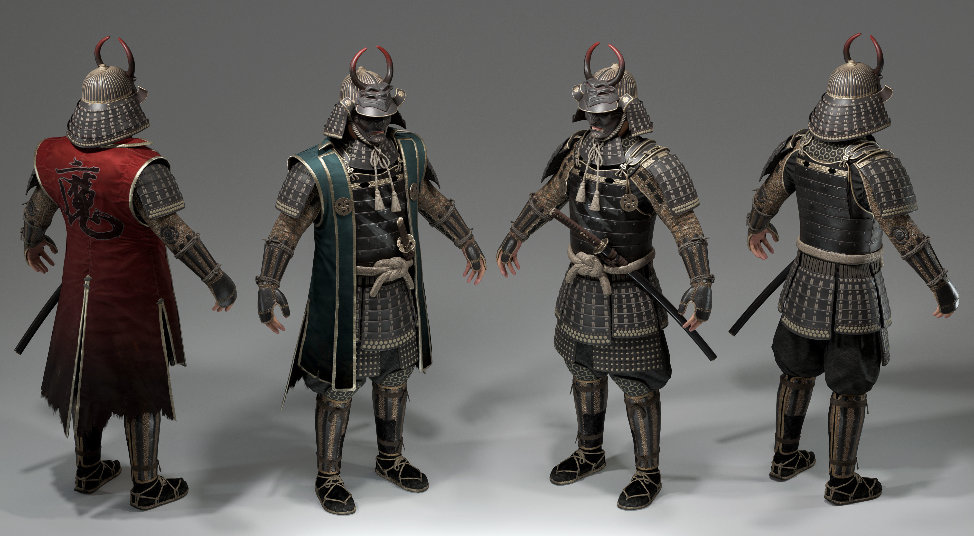 Samurai Character PBR Game ready Low-poly 3D model_3