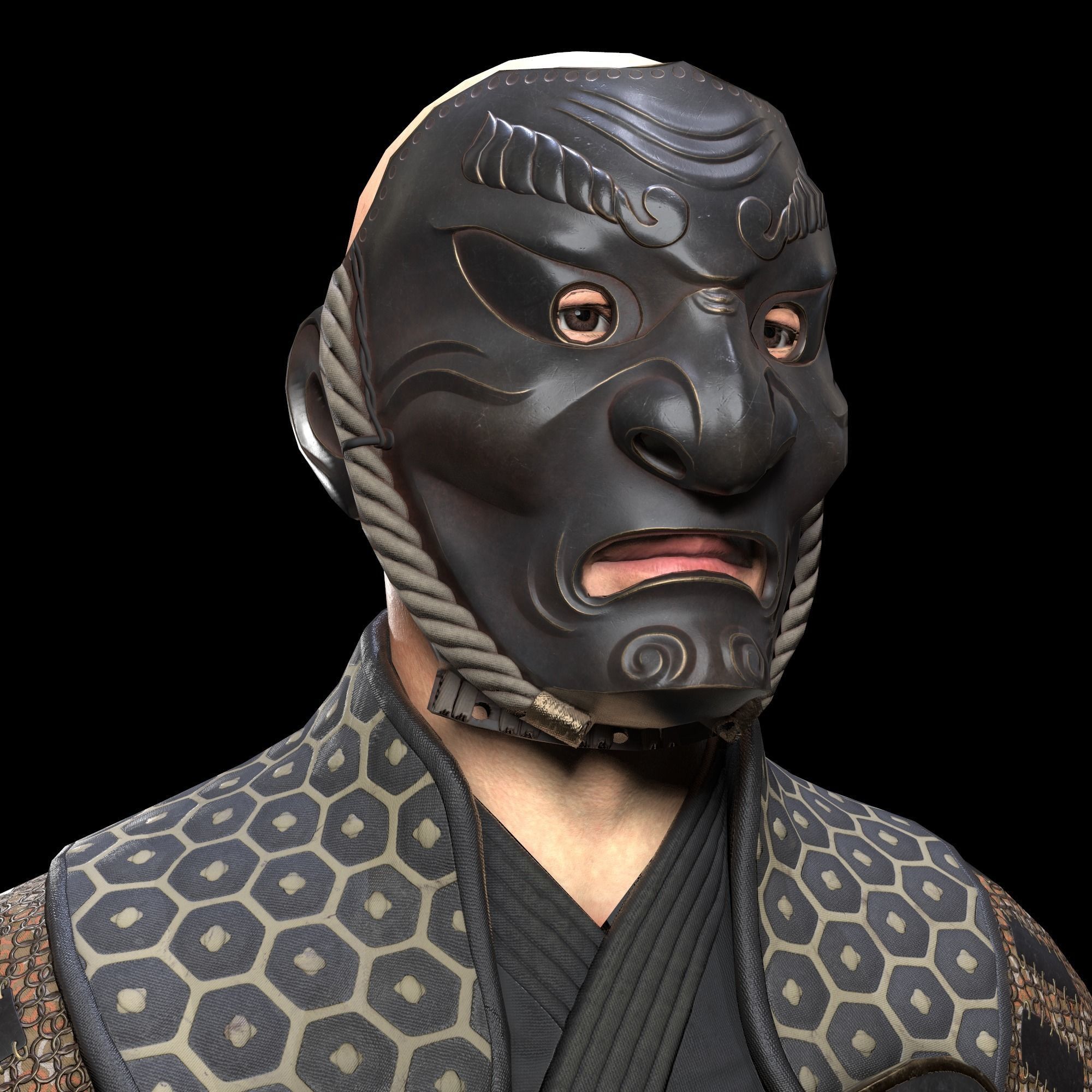 Samurai Character PBR Game ready Low-poly 3D model_33