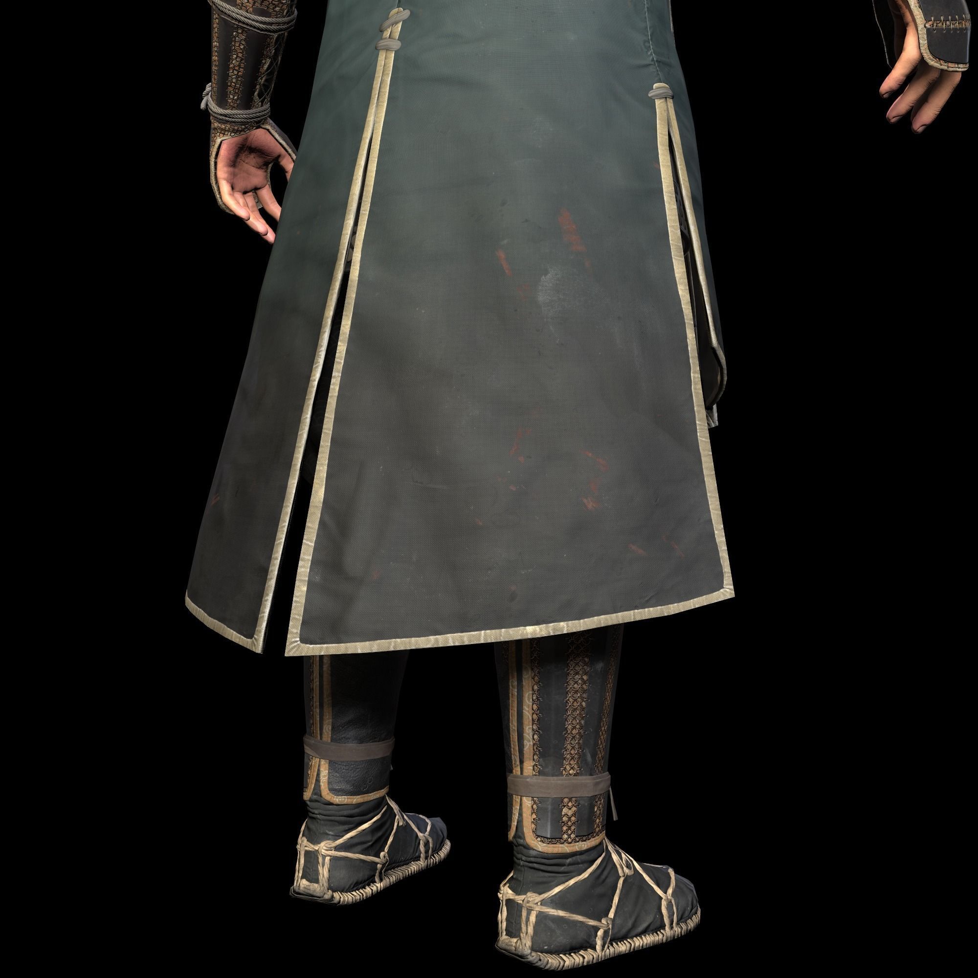 Samurai Character PBR Game ready Low-poly 3D model_14