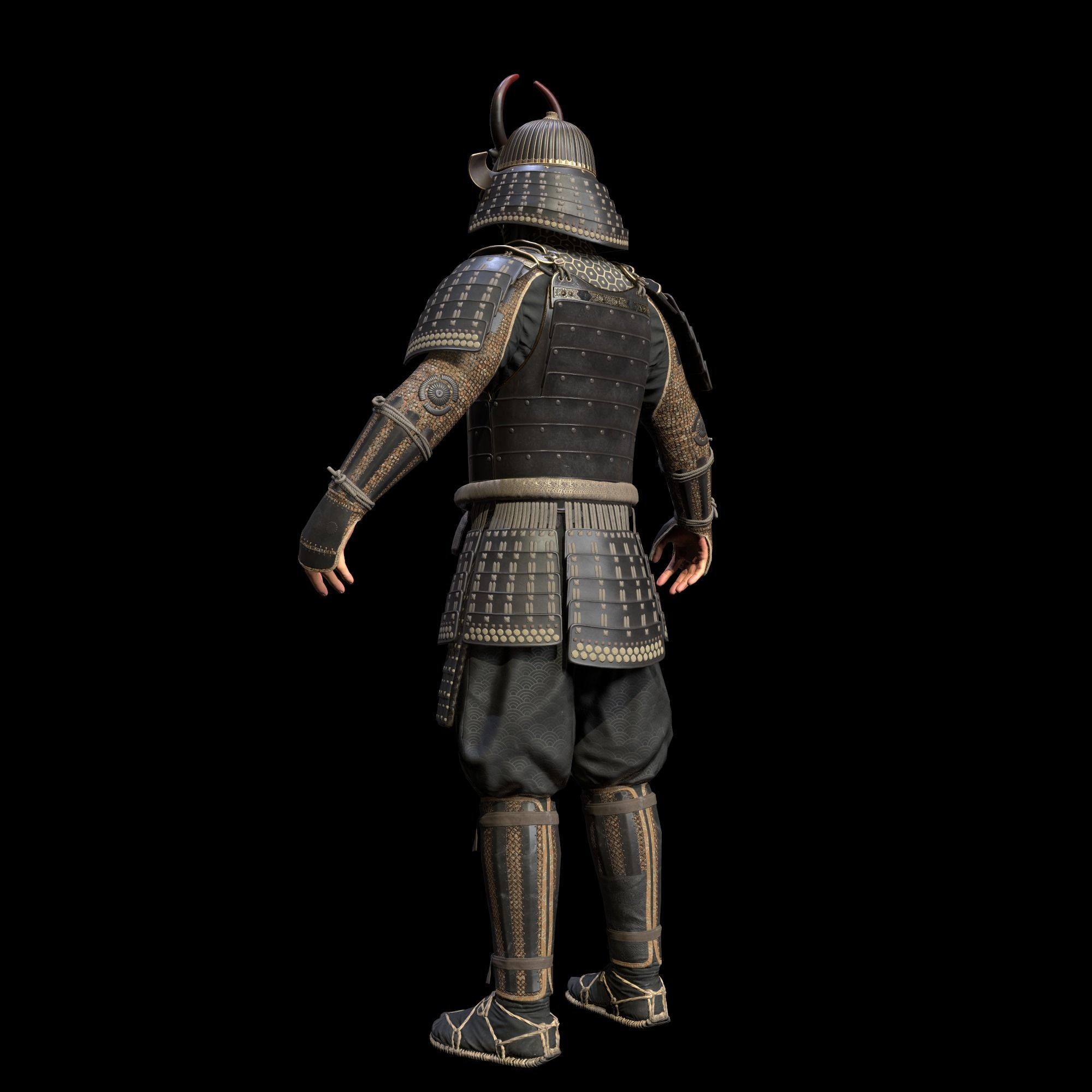 Samurai Character PBR Game ready Low-poly 3D model_23