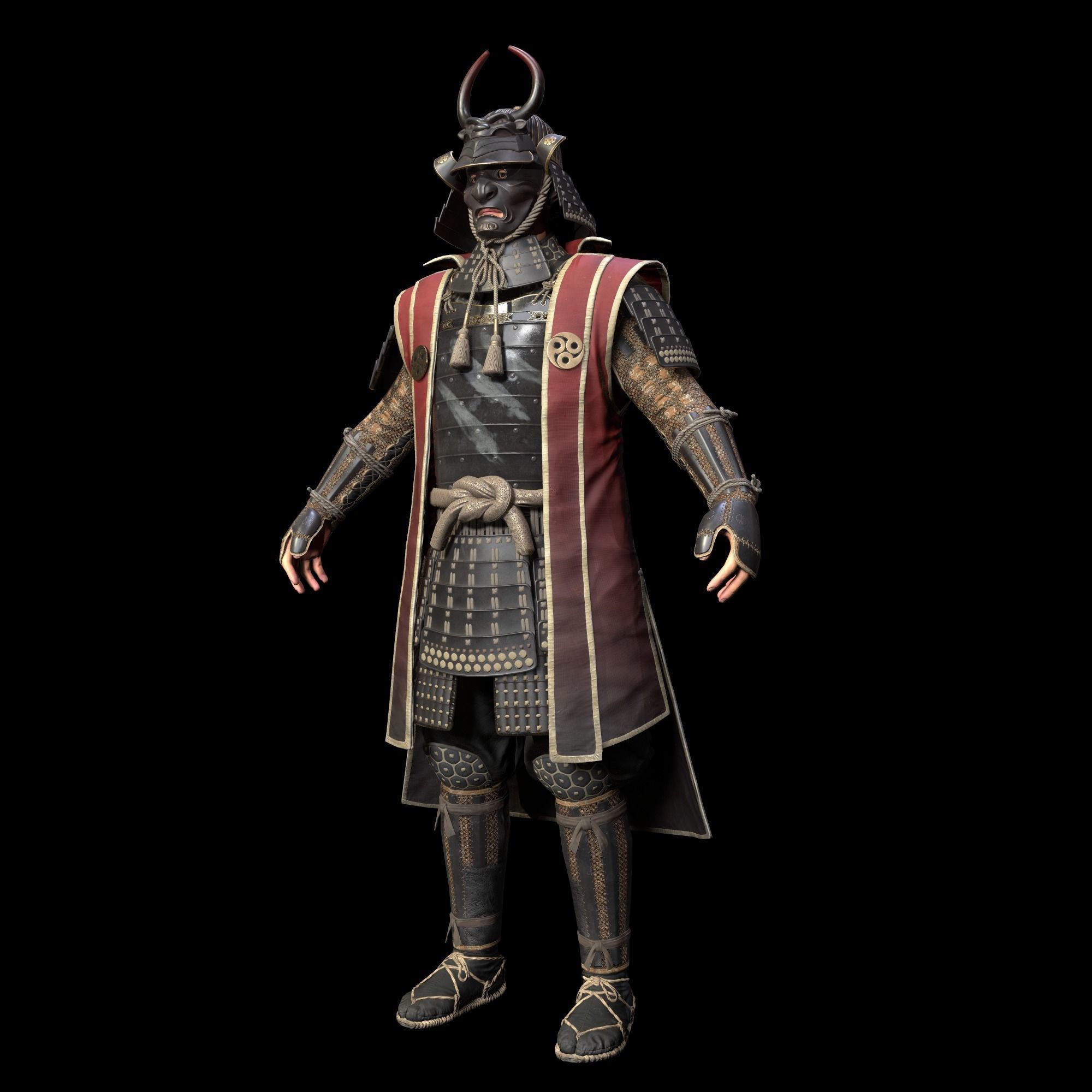 Samurai Character PBR Game ready Low-poly 3D model_20
