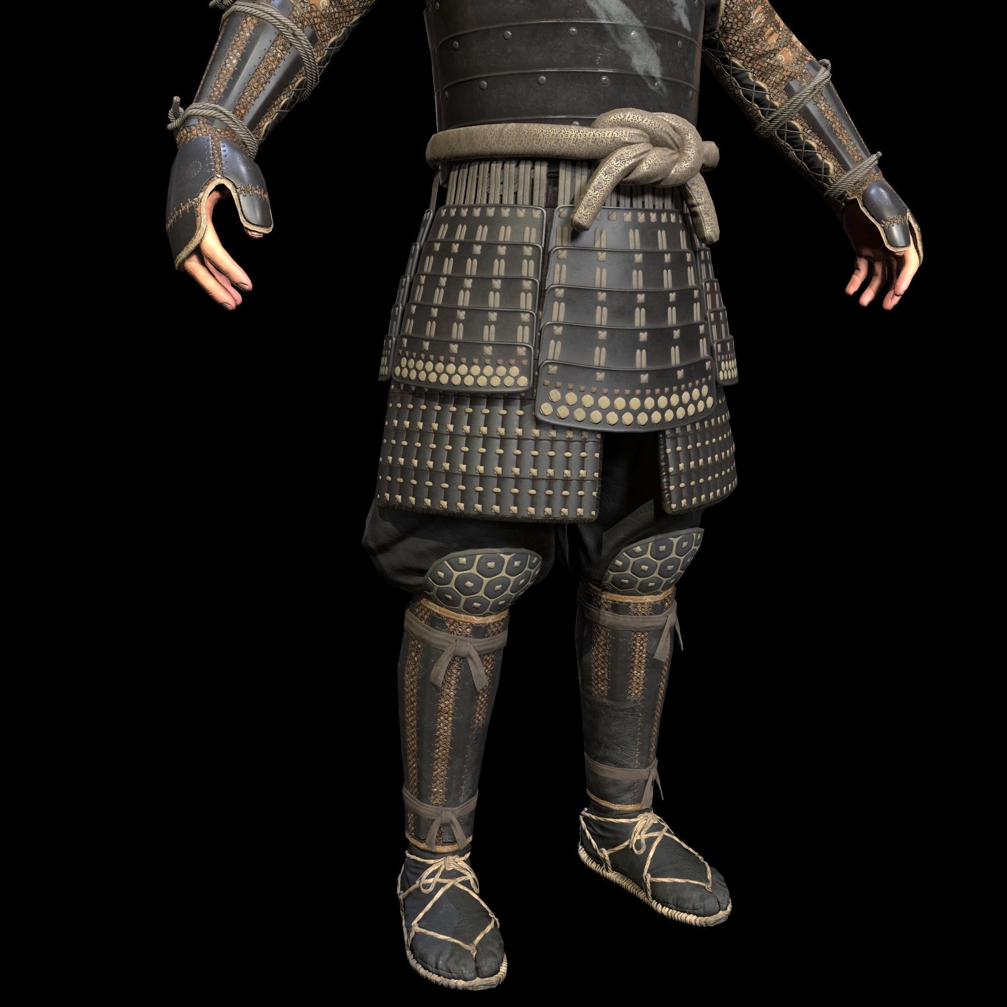 Samurai Character PBR Game ready Low-poly 3D model_25