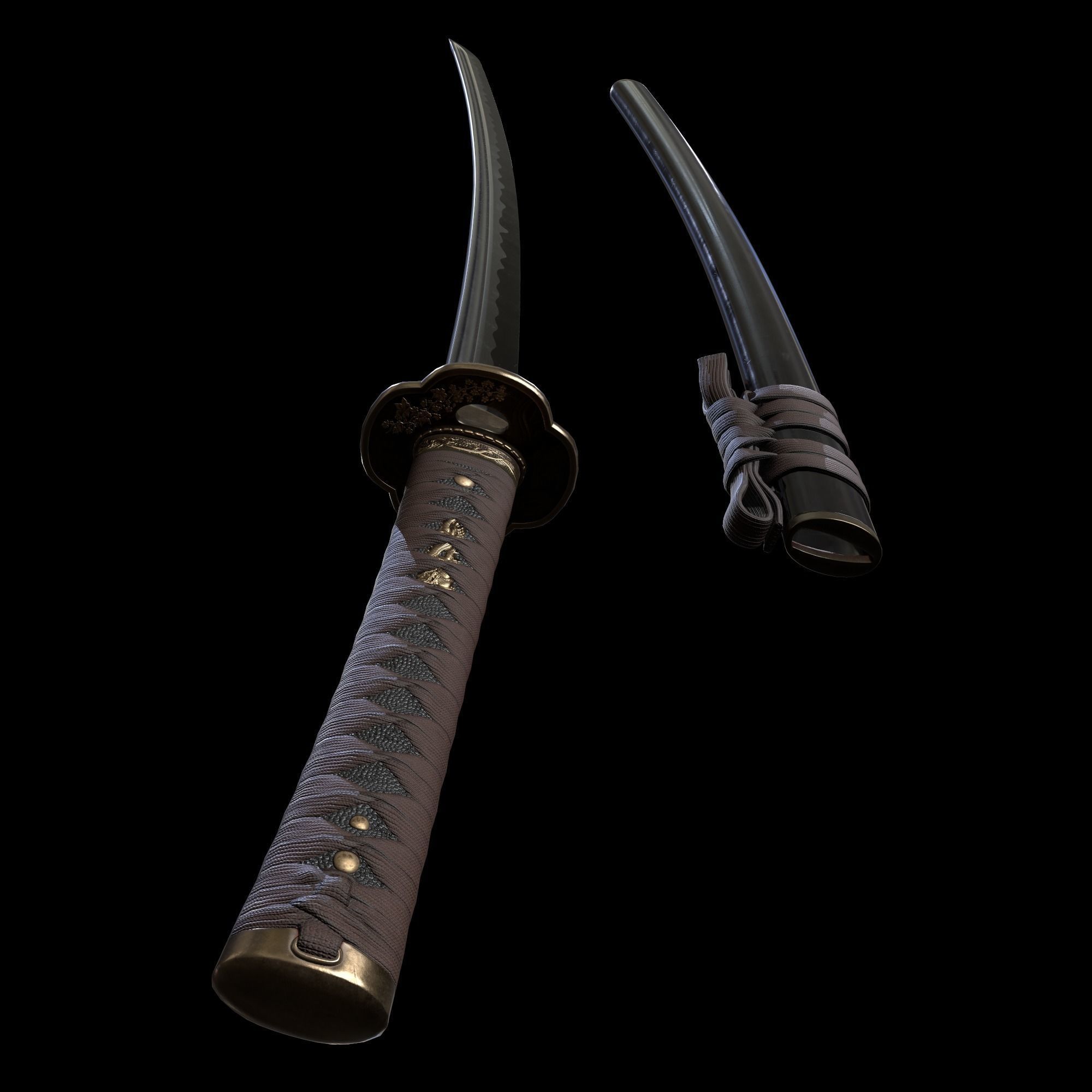 Samurai Character PBR Game ready Low-poly 3D model_57