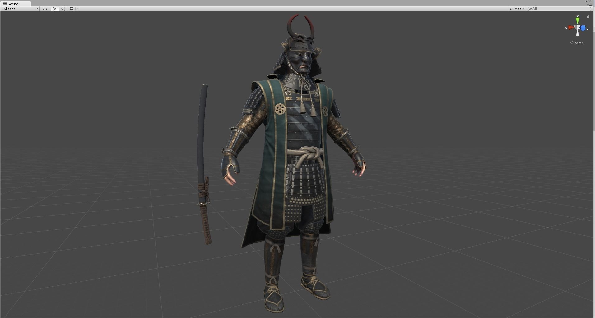 Samurai Character PBR Game ready Low-poly 3D model_7