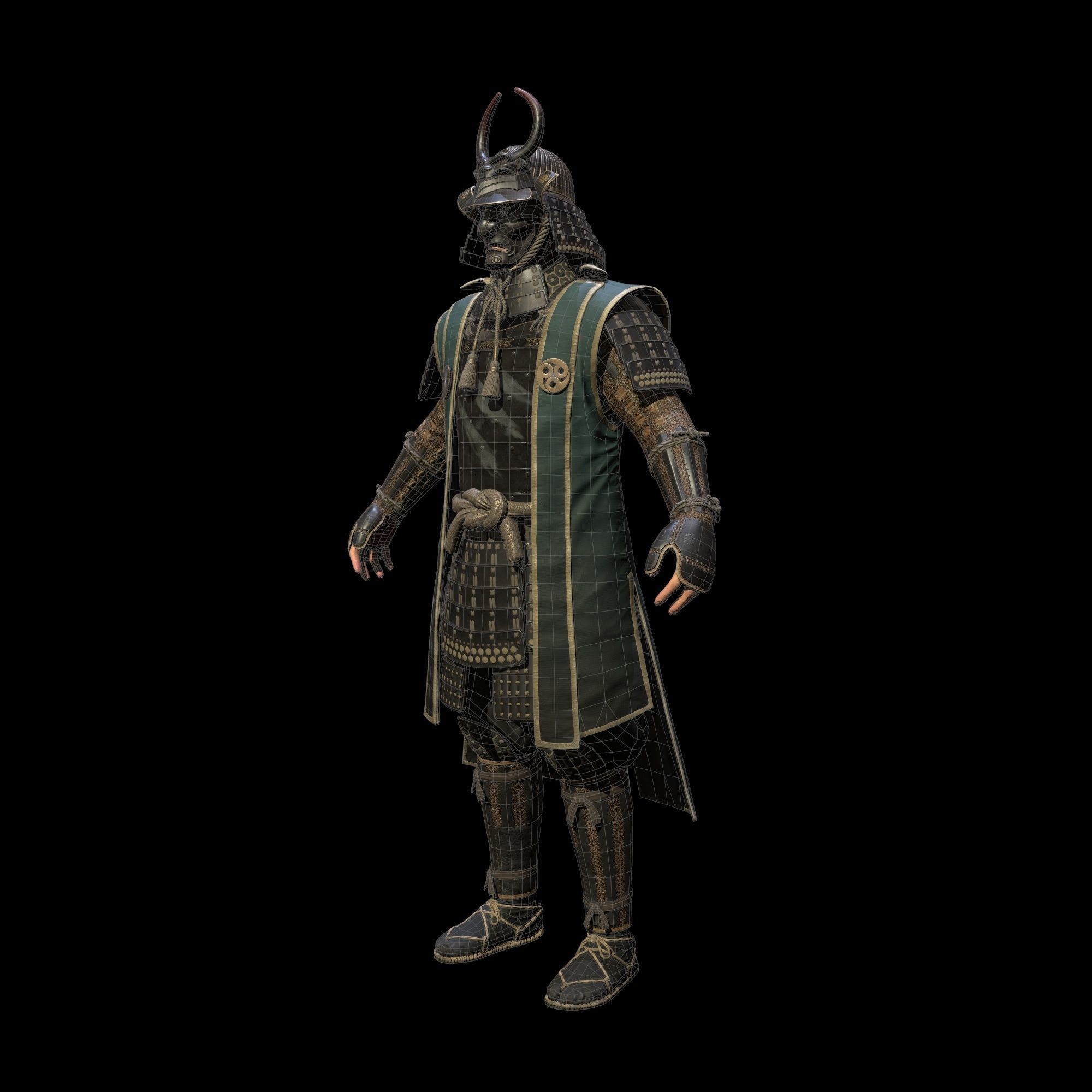 Samurai Character PBR Game ready Low-poly 3D model_45