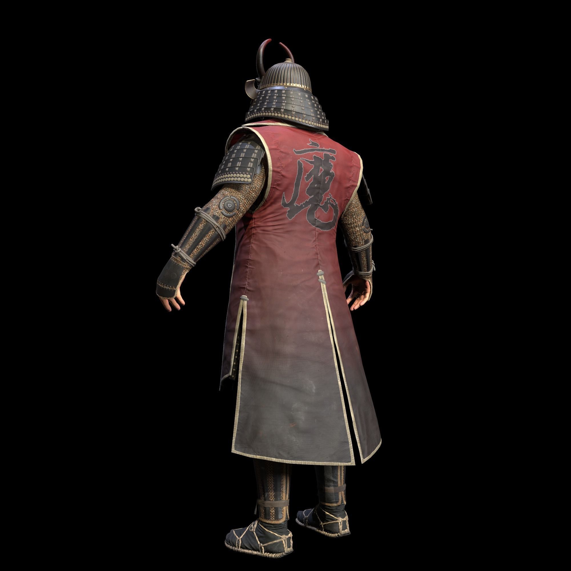 Samurai Character PBR Game ready Low-poly 3D model_6