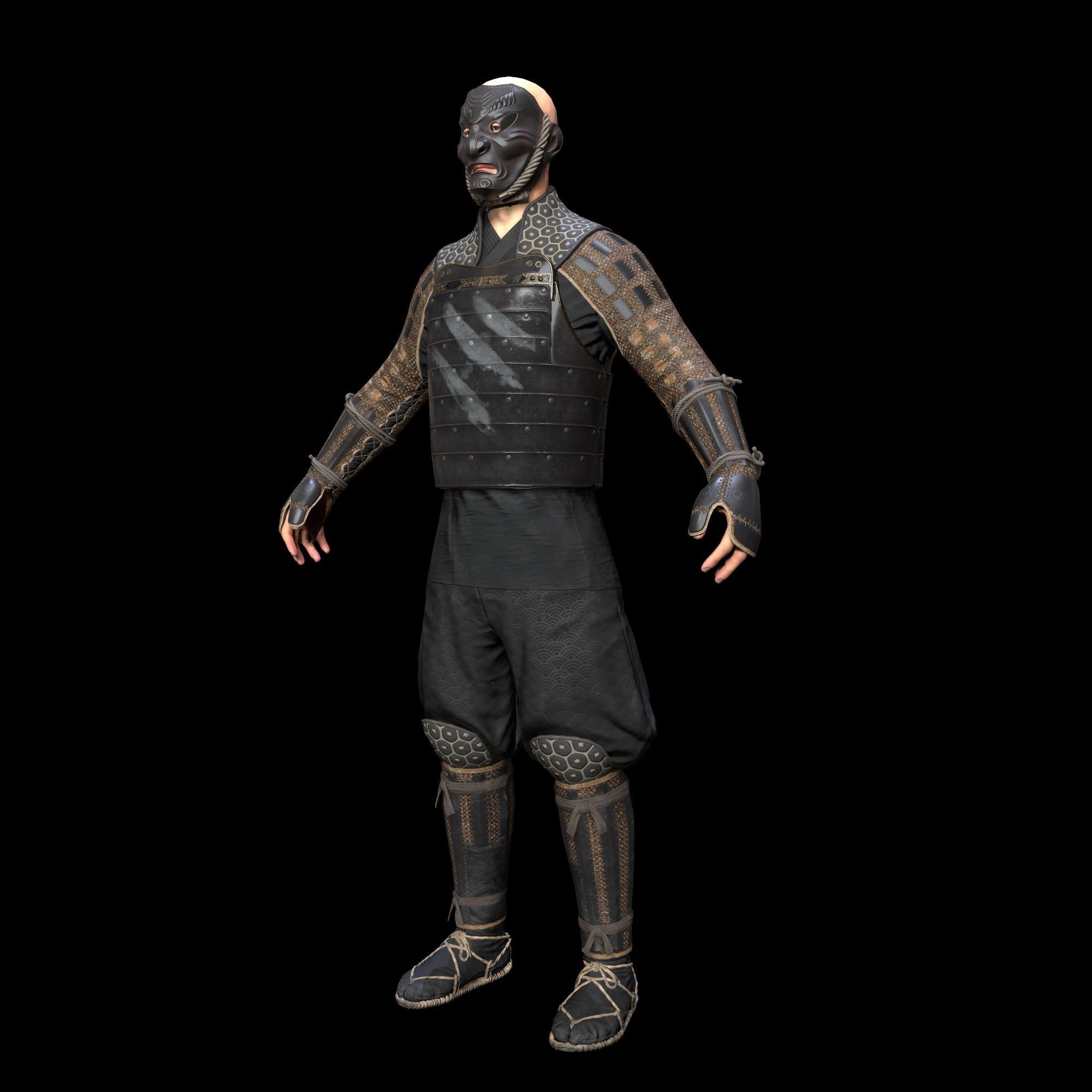 Samurai Character PBR Game ready Low-poly 3D model_34