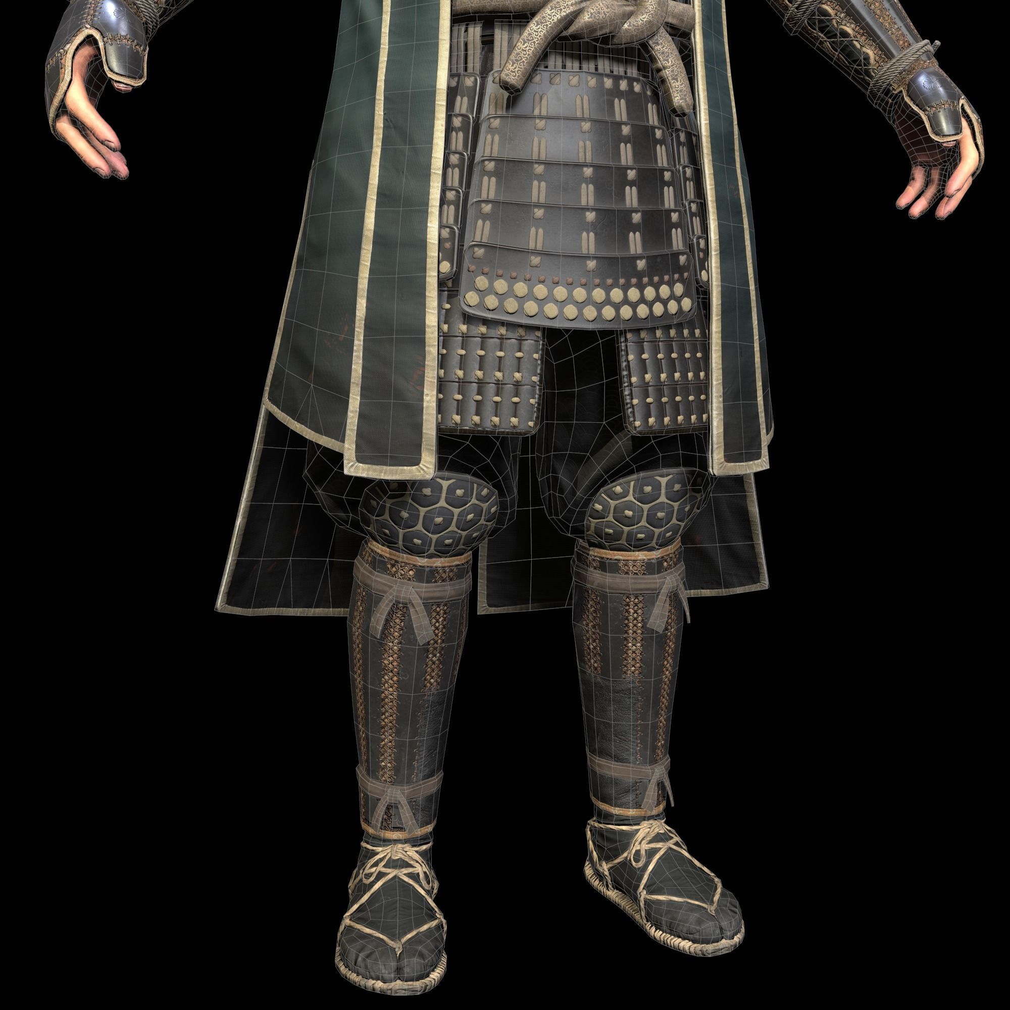 Samurai Character PBR Game ready Low-poly 3D model_18