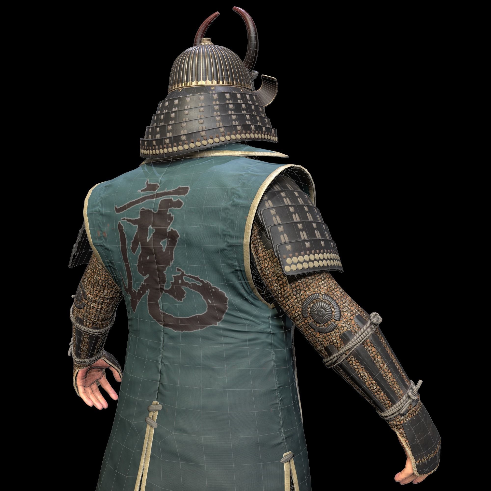 Samurai Character PBR Game ready Low-poly 3D model_17