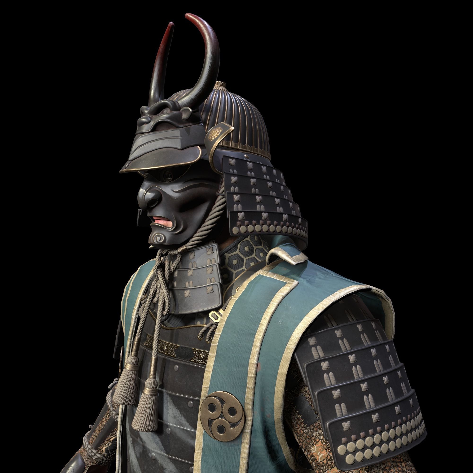 Samurai Character PBR Game ready Low-poly 3D model_12