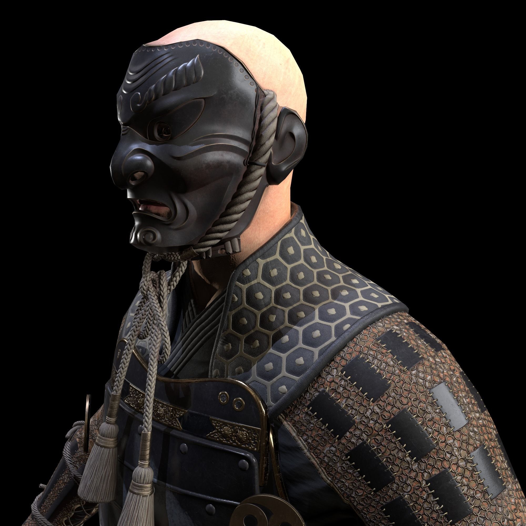 Samurai Character PBR Game ready Low-poly 3D model_32