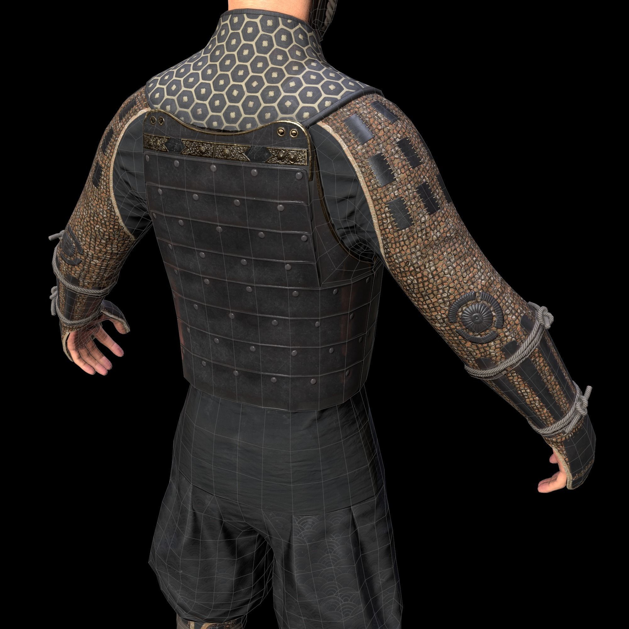 Samurai Character PBR Game ready Low-poly 3D model_36