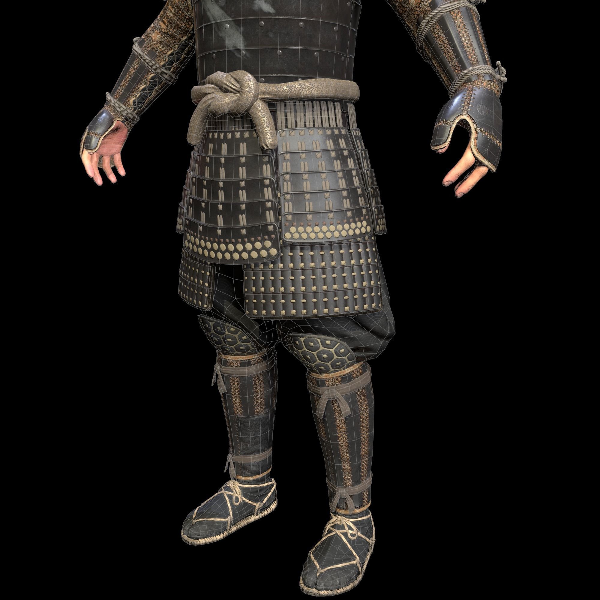 Samurai Character PBR Game ready Low-poly 3D model_30