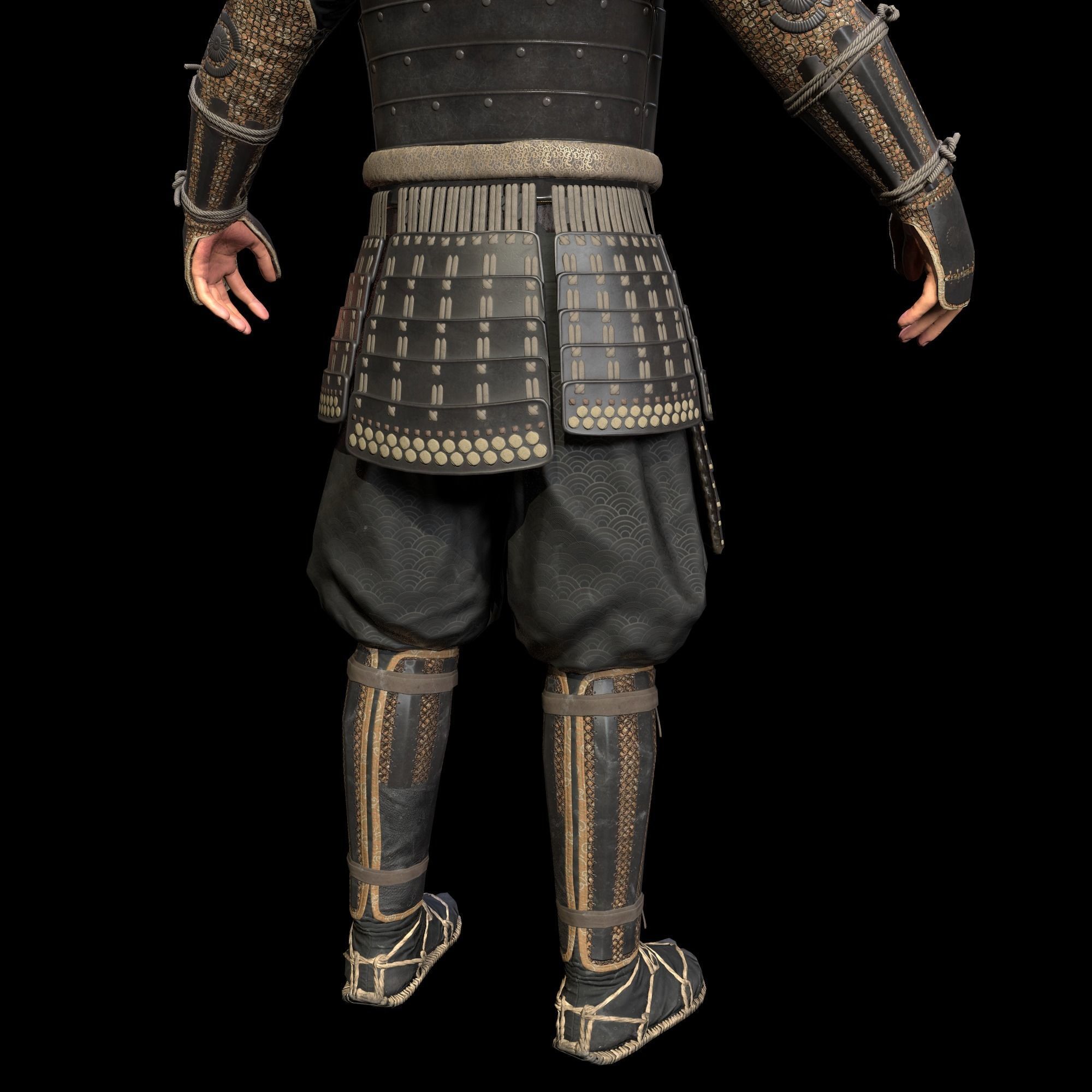 Samurai Character PBR Game ready Low-poly 3D model_26