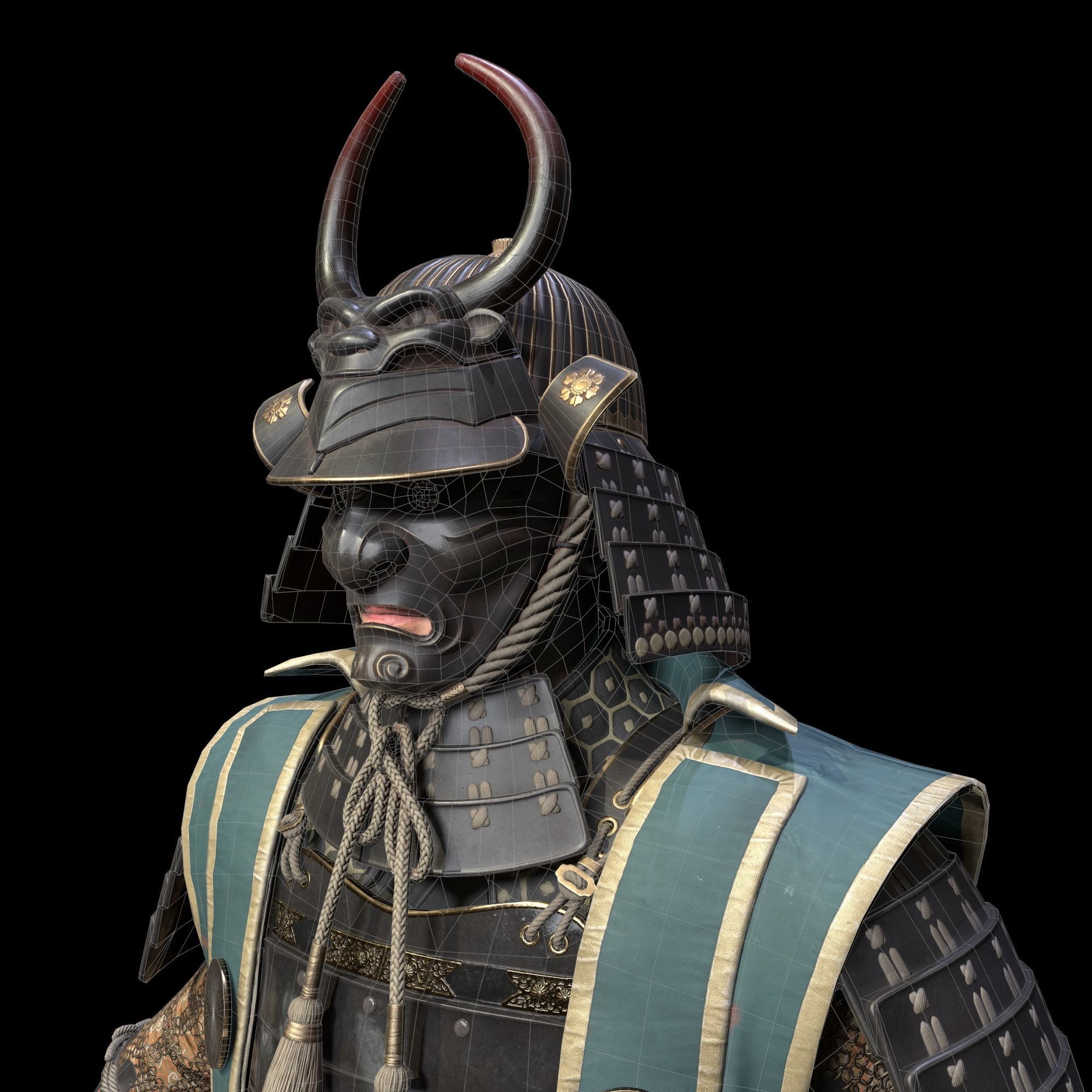Samurai Character PBR Game ready Low-poly 3D model_8