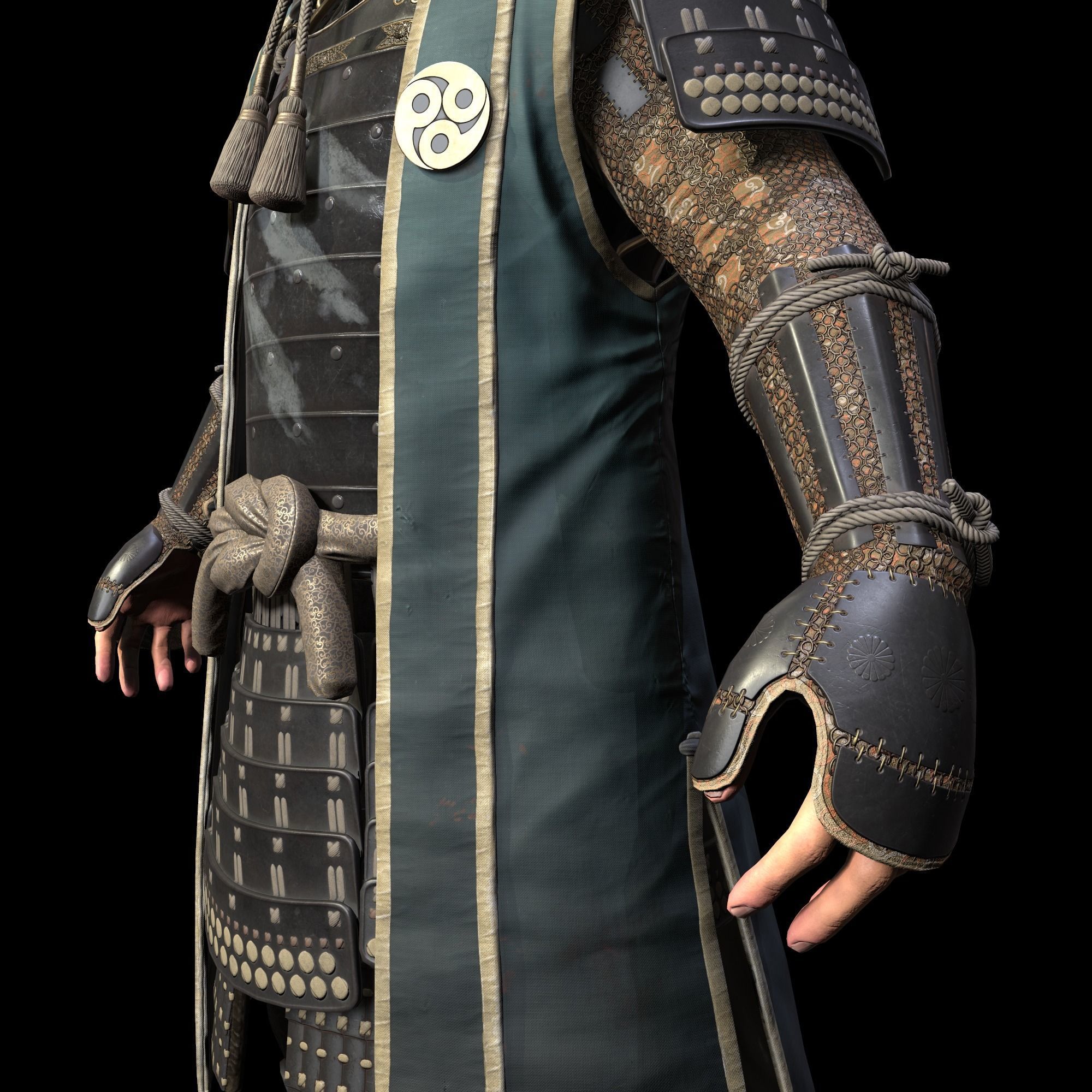 Samurai Character PBR Game ready Low-poly 3D model_13