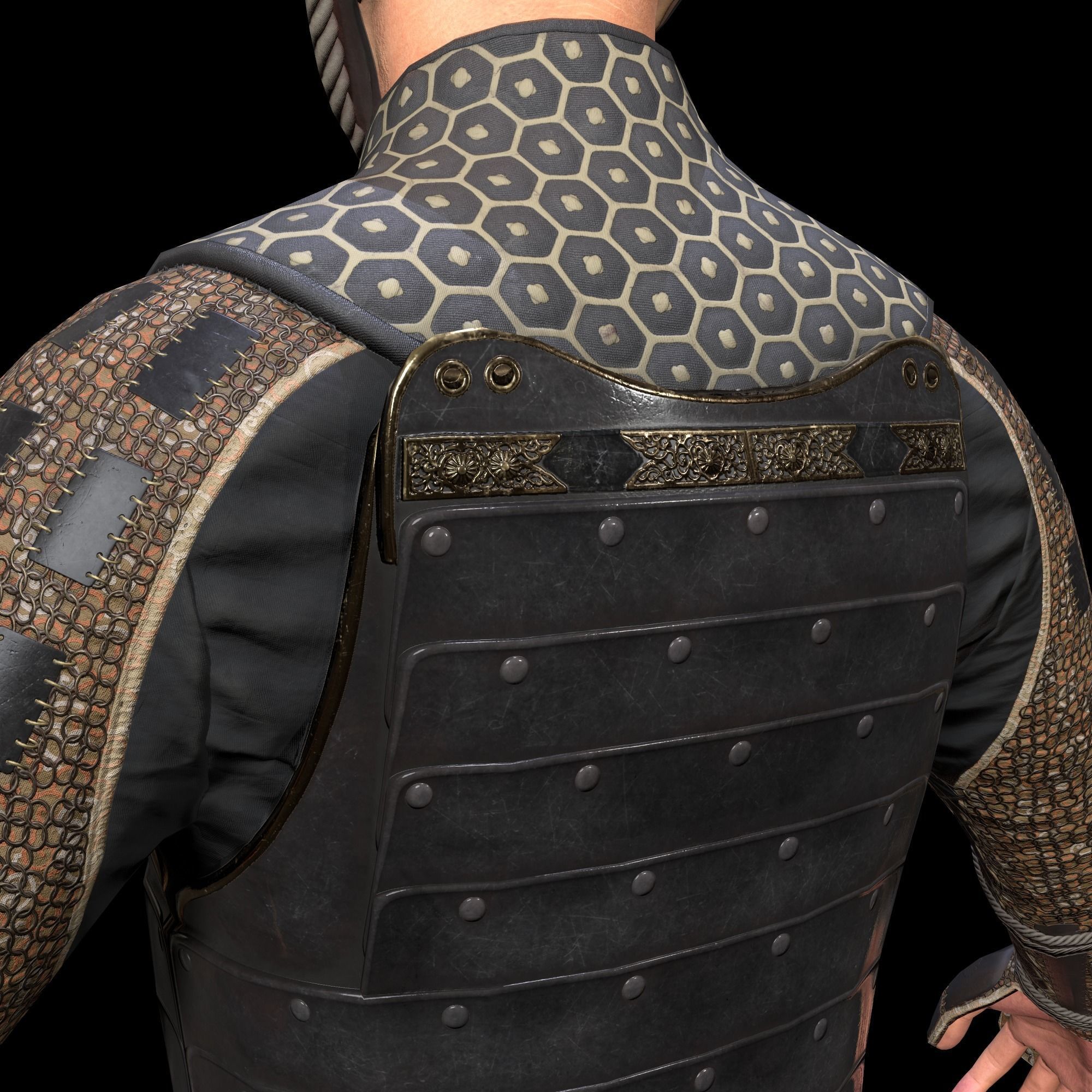 Samurai Character PBR Game ready Low-poly 3D model_38