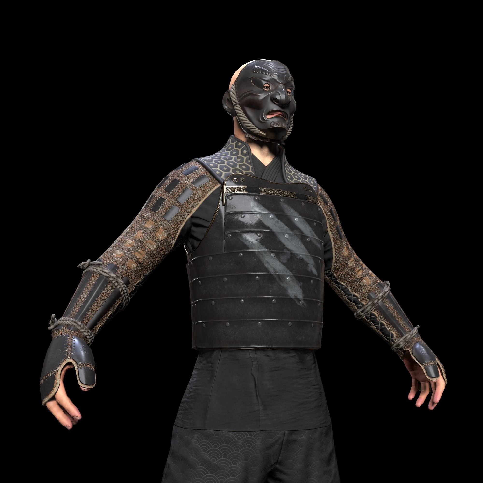 Samurai Character PBR Game ready Low-poly 3D model_37