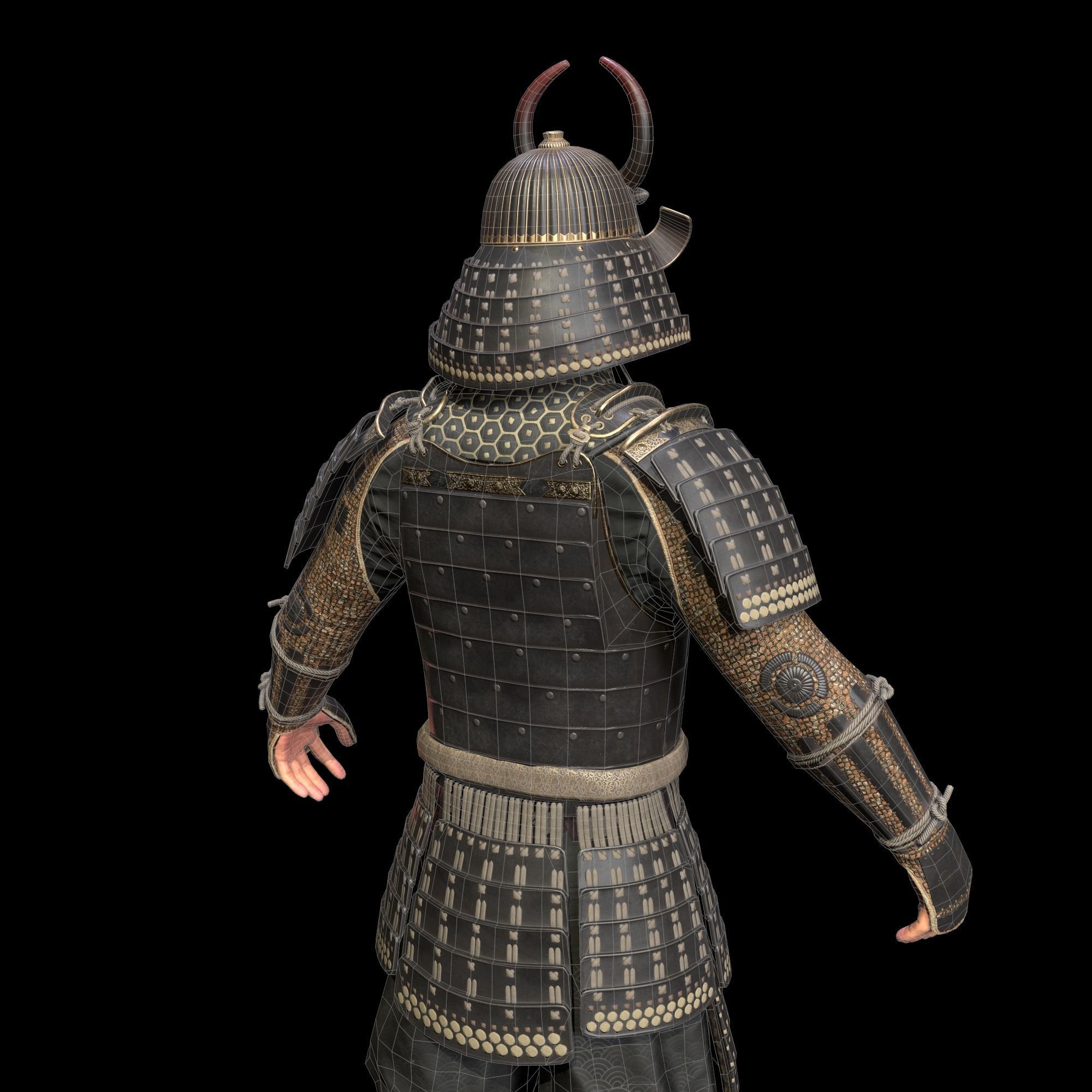 Samurai Character PBR Game ready Low-poly 3D model_28