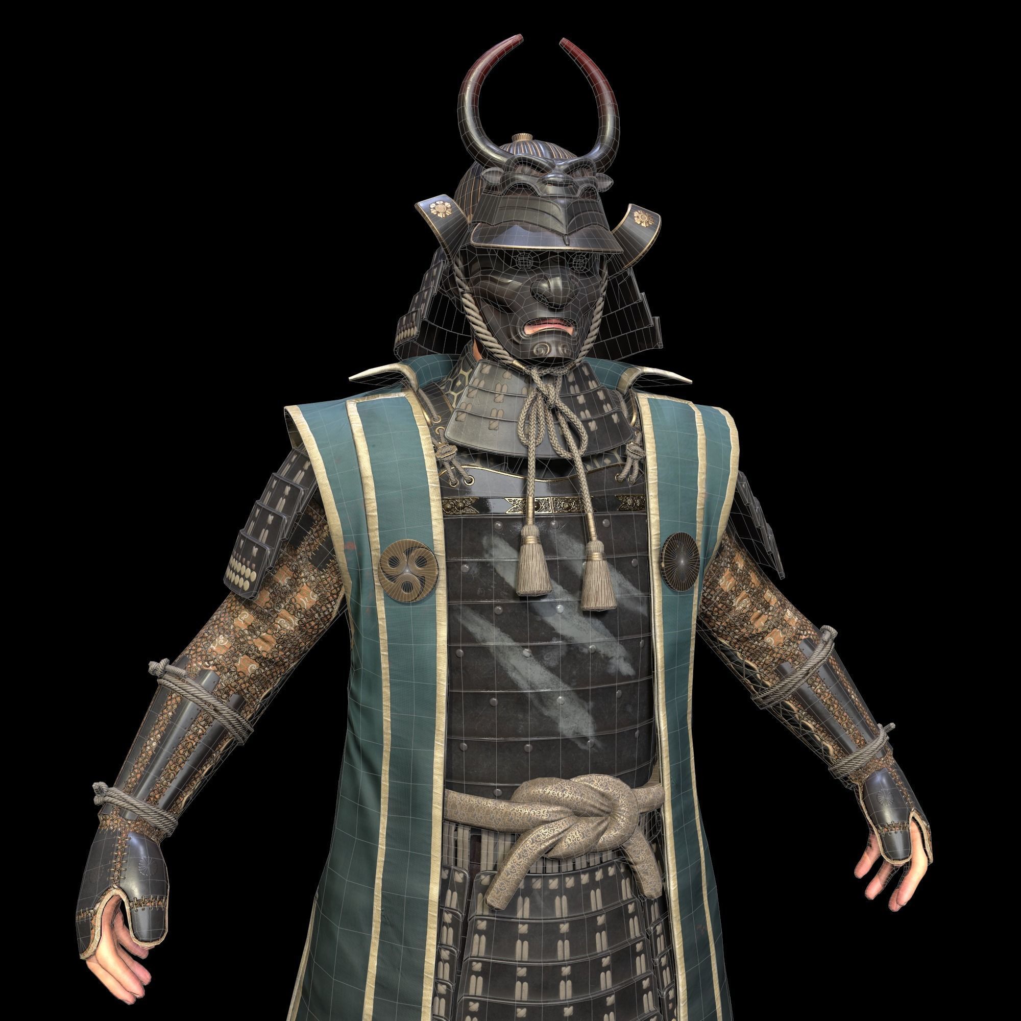 Samurai Character PBR Game ready Low-poly 3D model_15