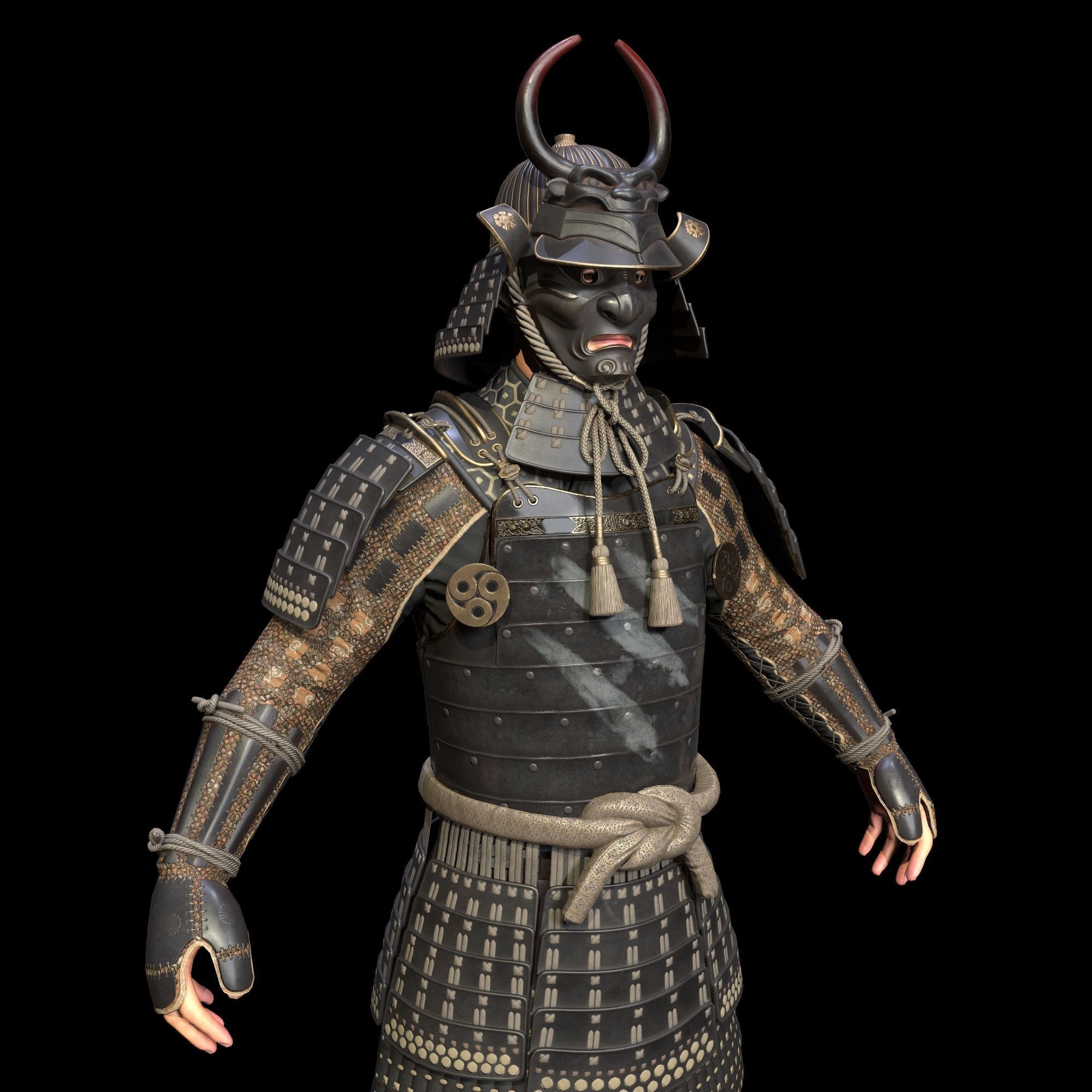Samurai Character PBR Game ready Low-poly 3D model_22