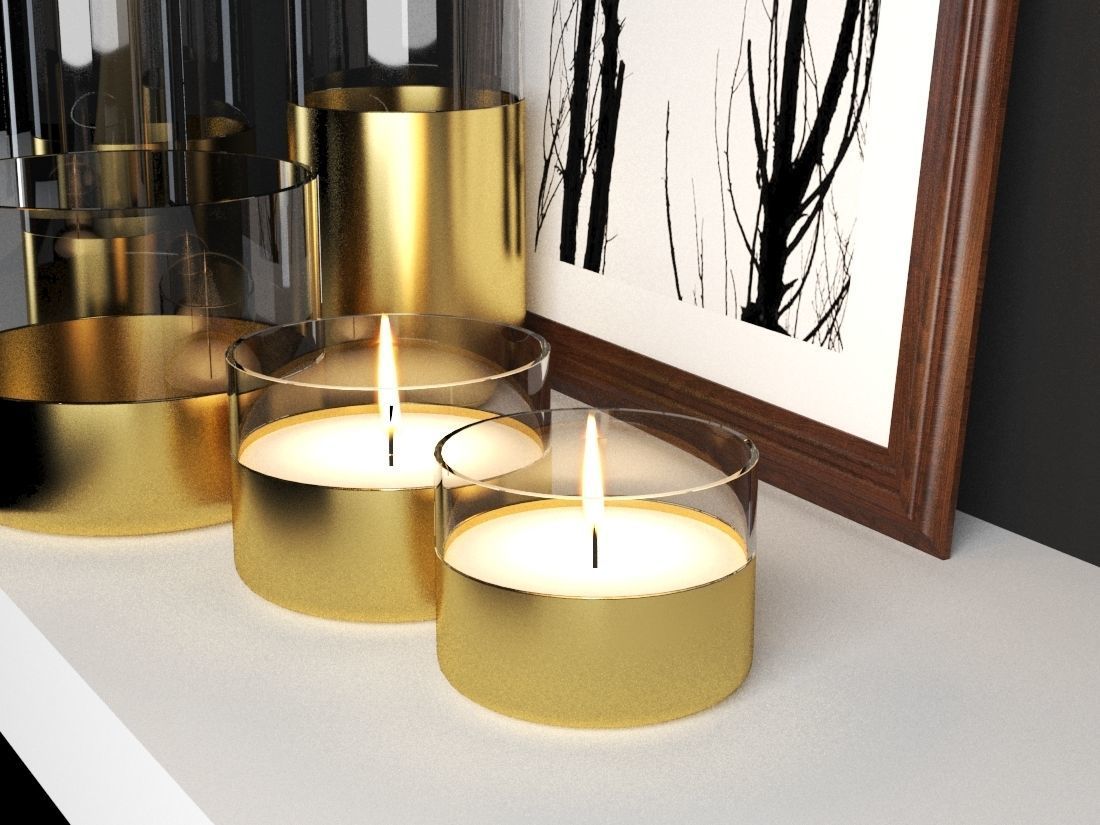 golden decor set 3D model_1