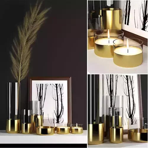 golden decor set 3D model