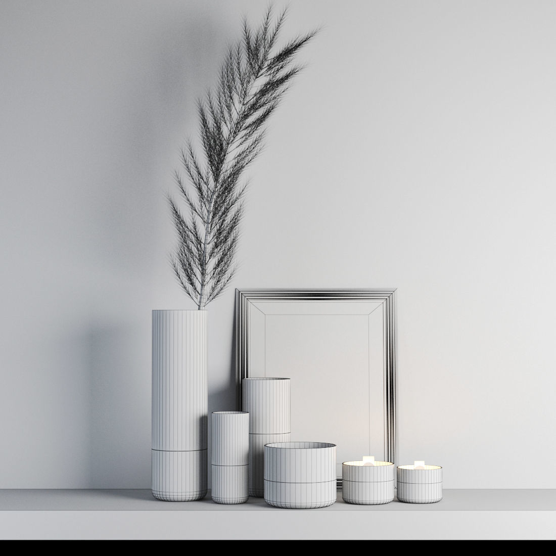 golden decor set 3D model_3