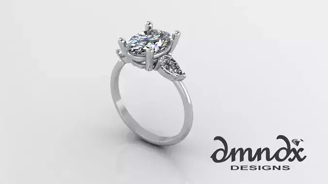 oval diamond ring 3D model