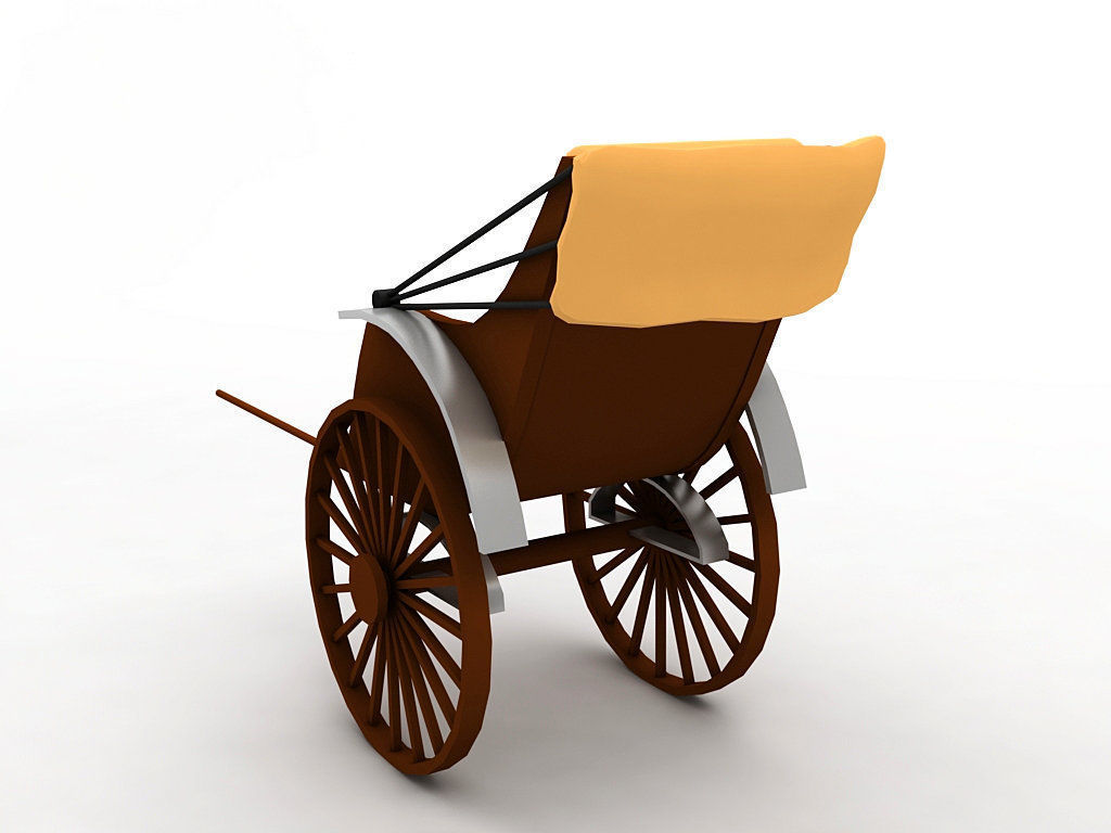 Walking Rickshaw Low-poly 3D model_1