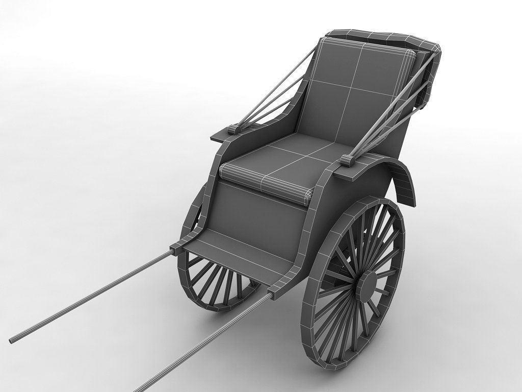 Walking Rickshaw Low-poly 3D model_2