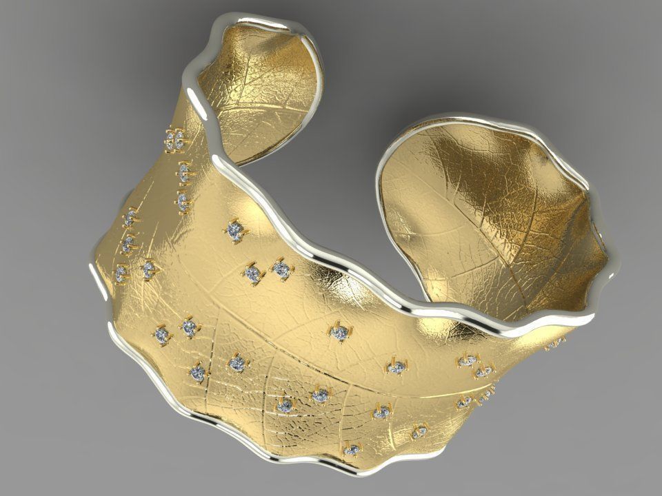 Bracelet in the form of a leaf  3D print model_5