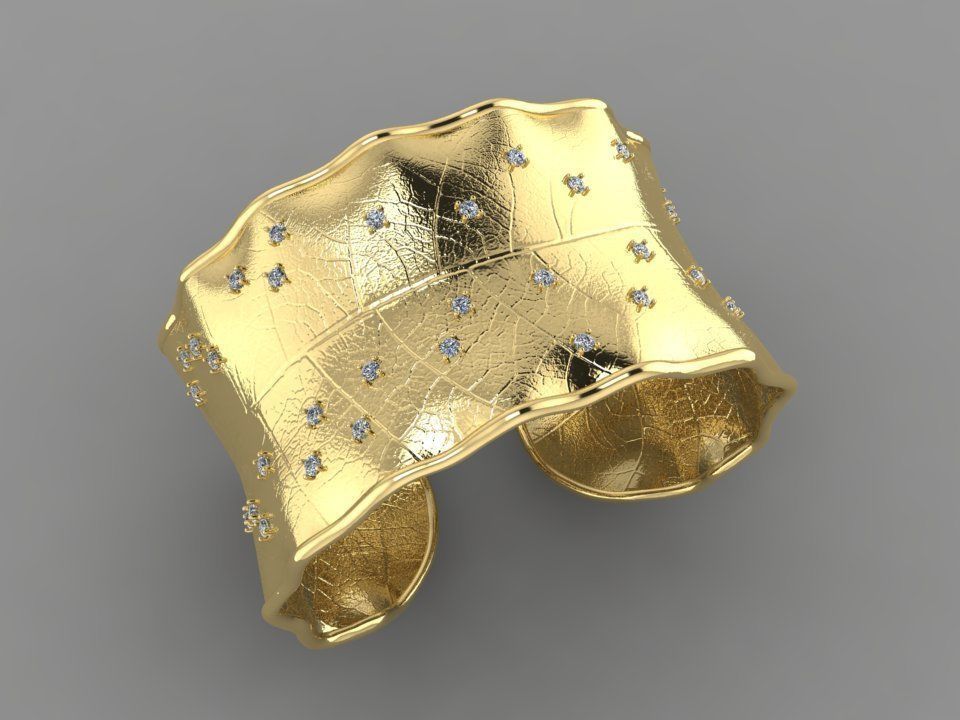 Bracelet in the form of a leaf  3D print model_1