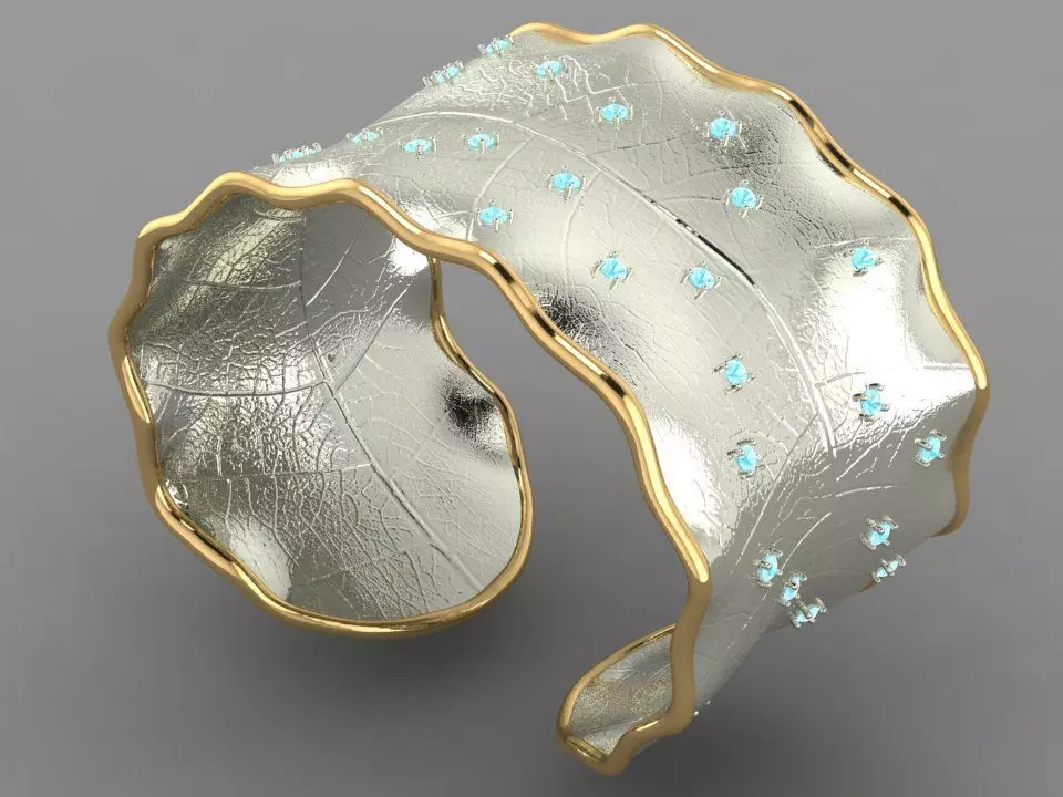 Bracelet in the form of a leaf  3D print model_0