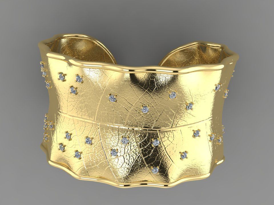 Bracelet in the form of a leaf  3D print model_4