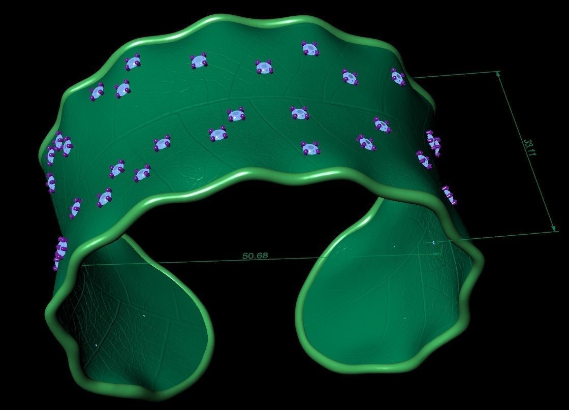 Bracelet in the form of a leaf  3D print model_9