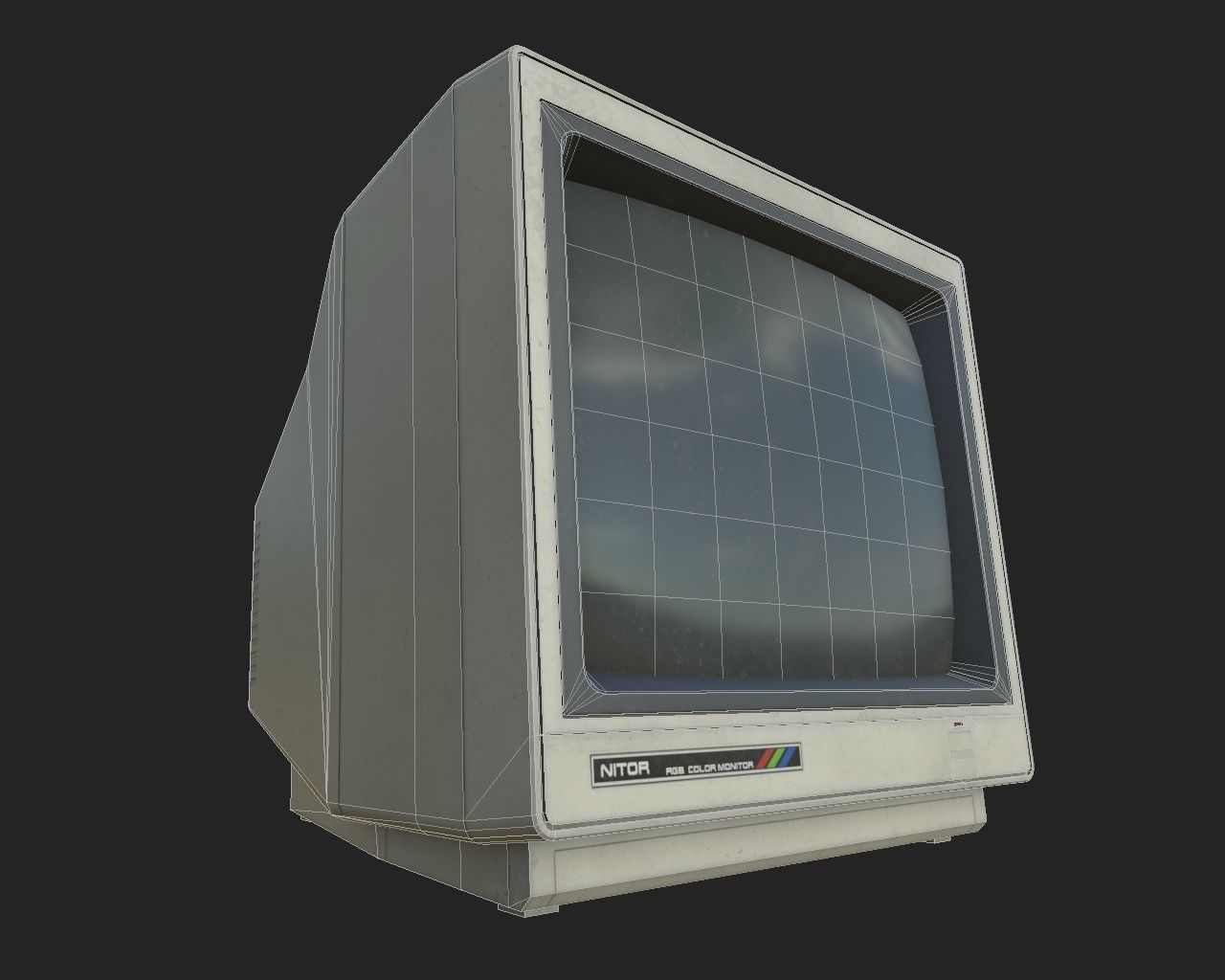 CRT Monitor Low-poly 3D model_4