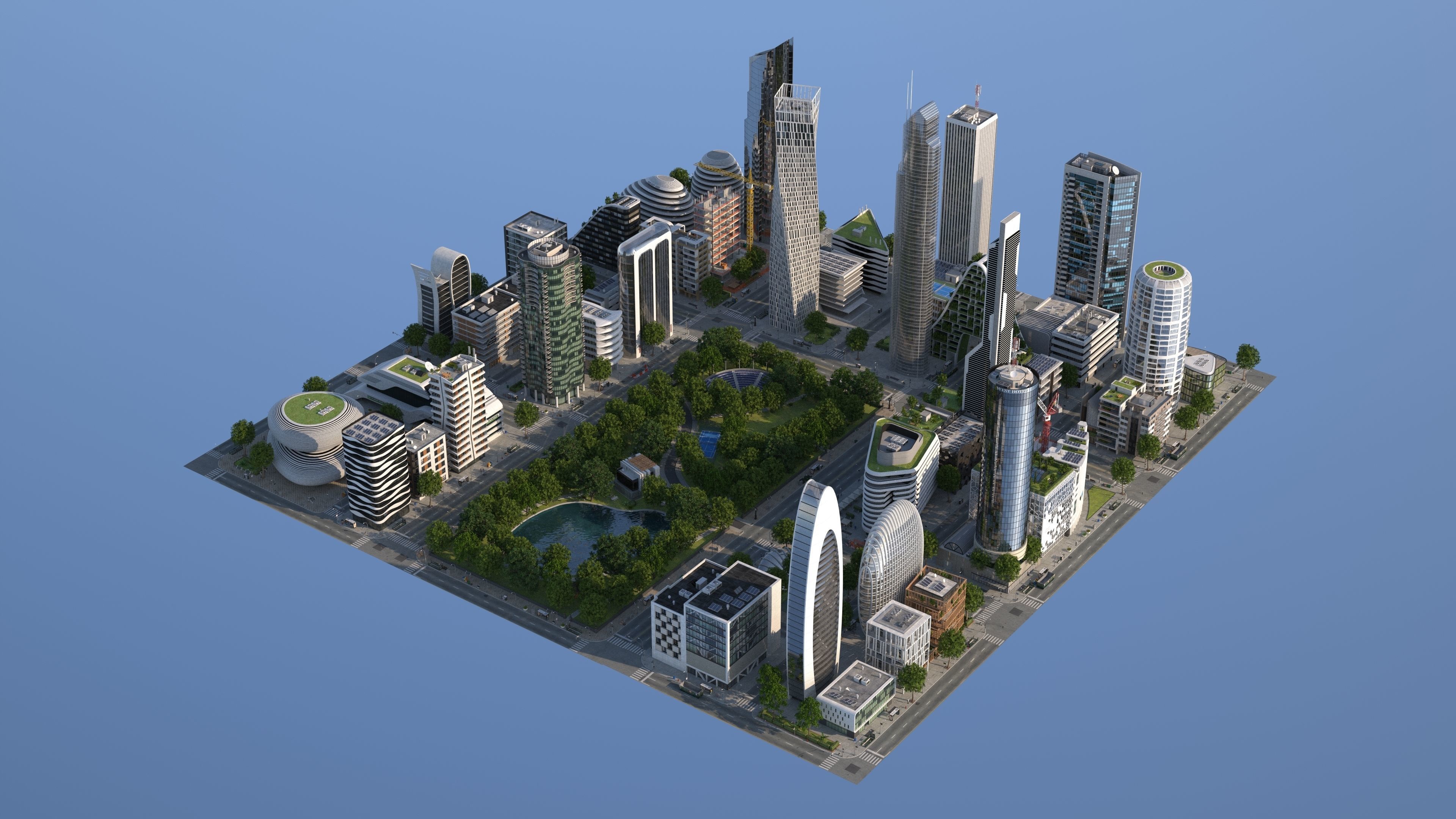 Park City 2 Low-poly 3D model_6