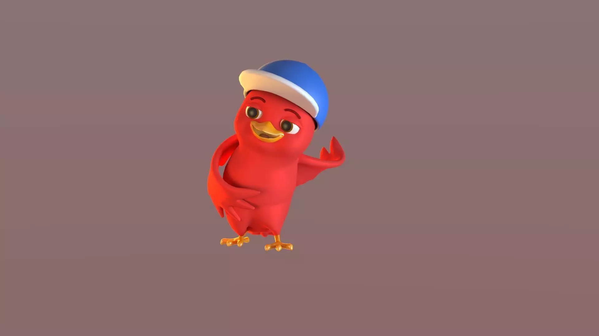 Cartoon Bird with Hat Low-poly 3D model_0